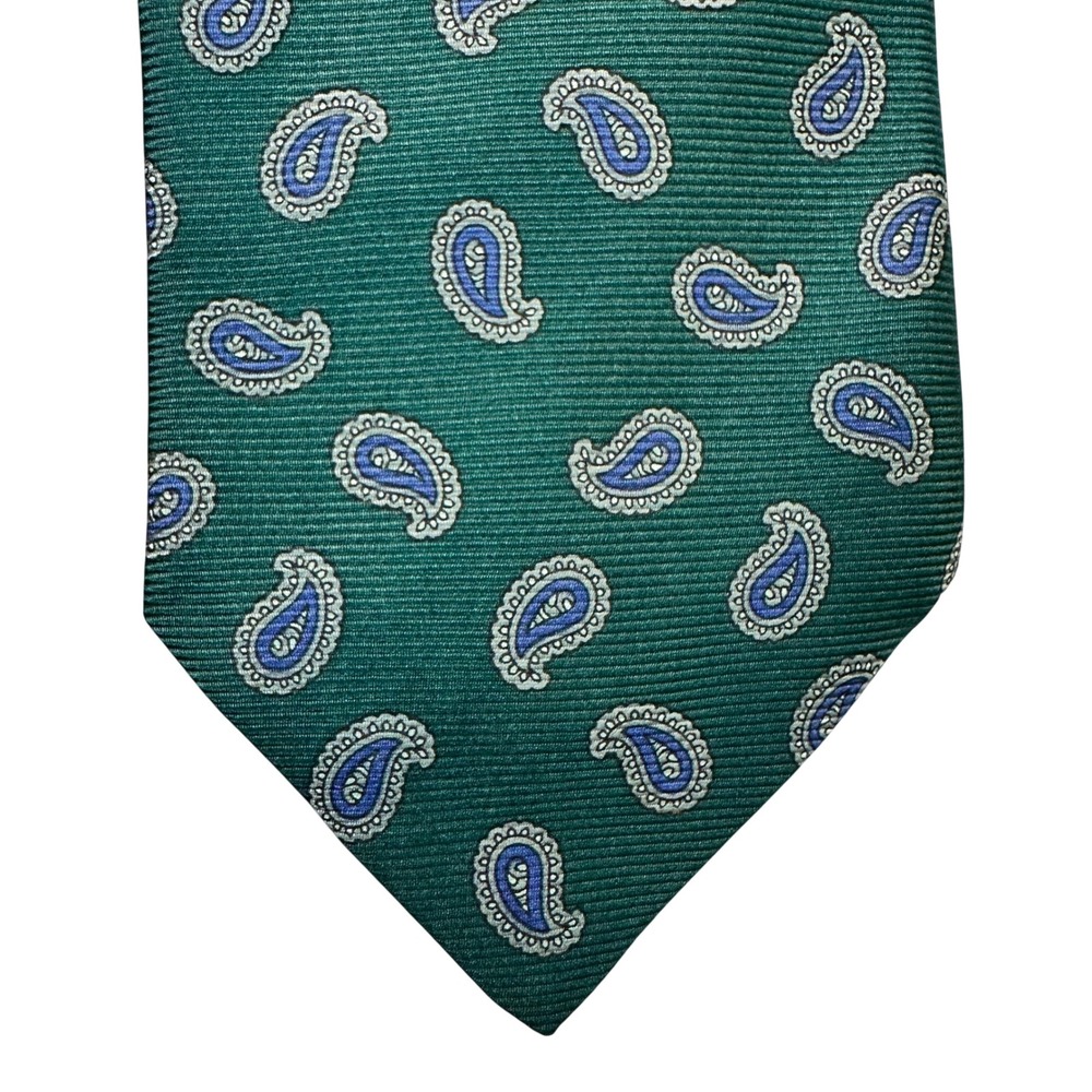 Ferrell Reed Necktie Mens 3.75" Green Paisley Silk Classic Business Made in‎ USA